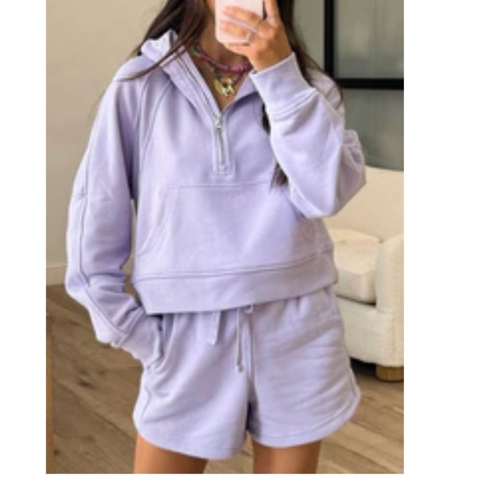 Lavender Half-Zip Hoodie for Women